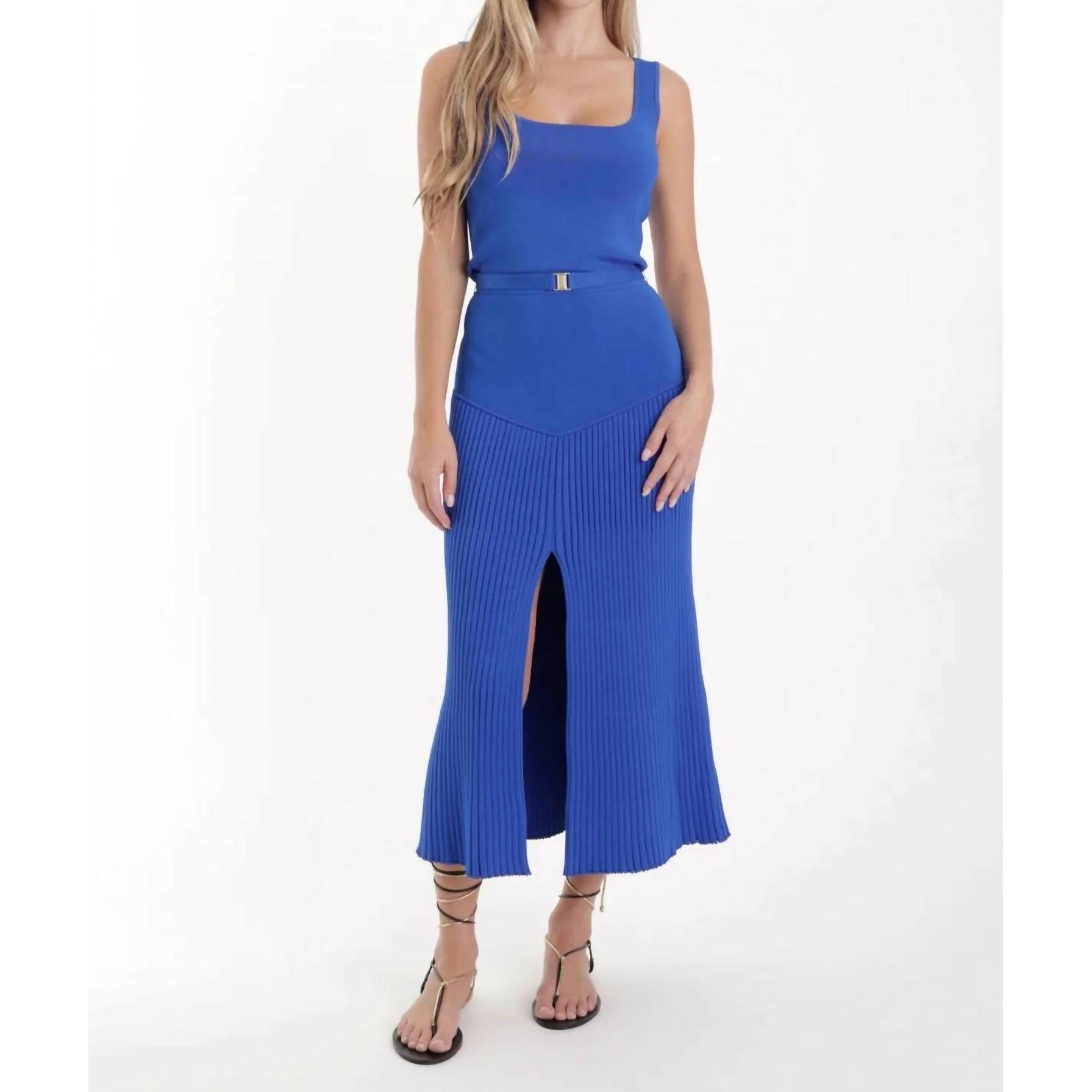 New Karina Grimaldi Ciara Knit Skirt Set In Royal Blue